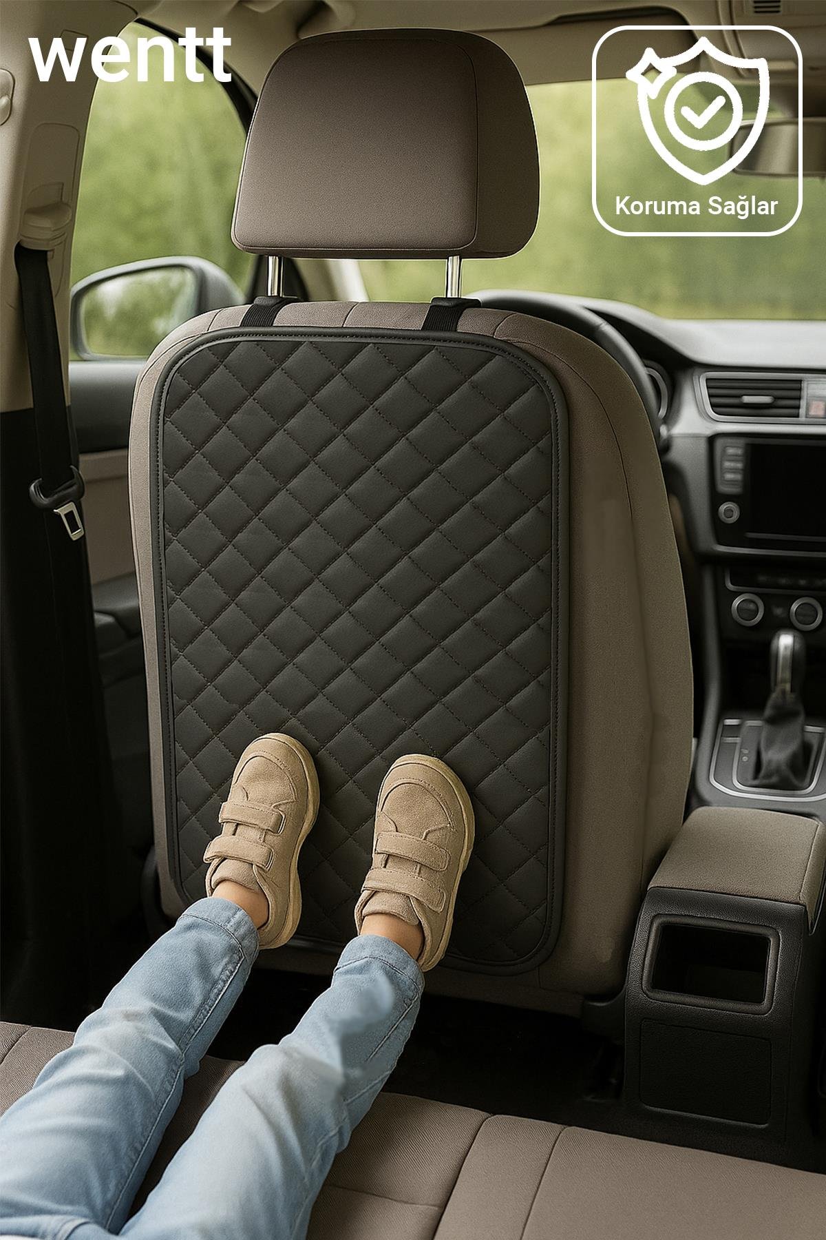 Wentt Oto Koltuk Arkası Koruma Kılıfı Premium Kapitone Deri Extra Kalın