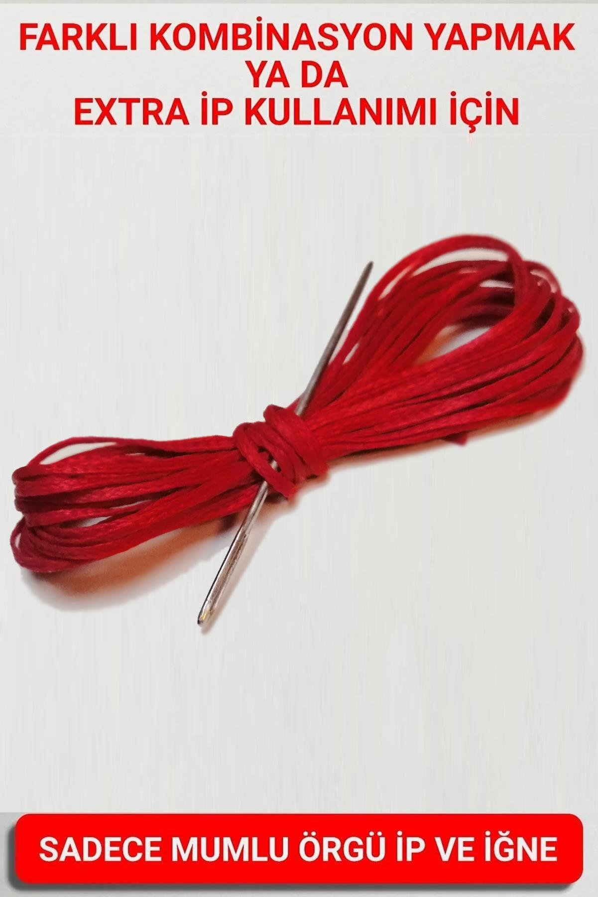 Direksiyon Kılıfı Dikmek İçin Extra Mumlu İp-İğne 3 Metre Kırmızı