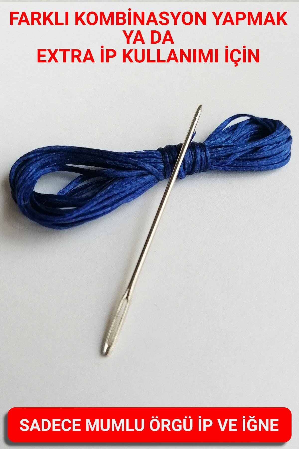 Direksiyon Kılıfı Dikmek İçin Extra Mumlu İp-İğne 3 Metre Mavi